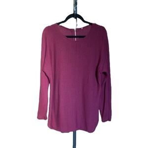 Michael Kors-Zip Back Tunic Sweater-Knit Pullover-Long Sleeve-Burgundy-Women's-L